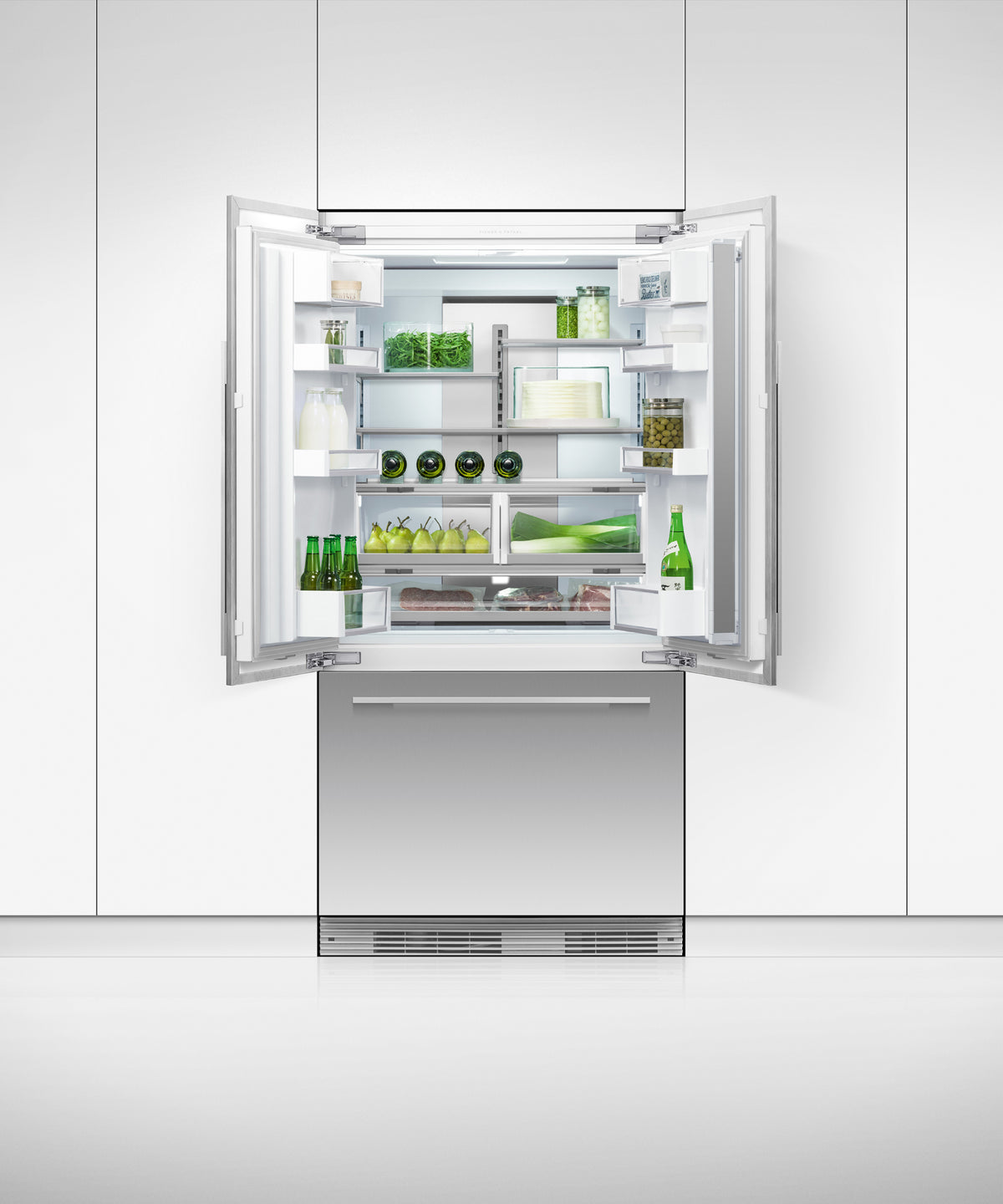 Fisher & Paykel 36 inch Series 7 Integrated French Door Refrigerator Freezer installed in kitchen, additional view