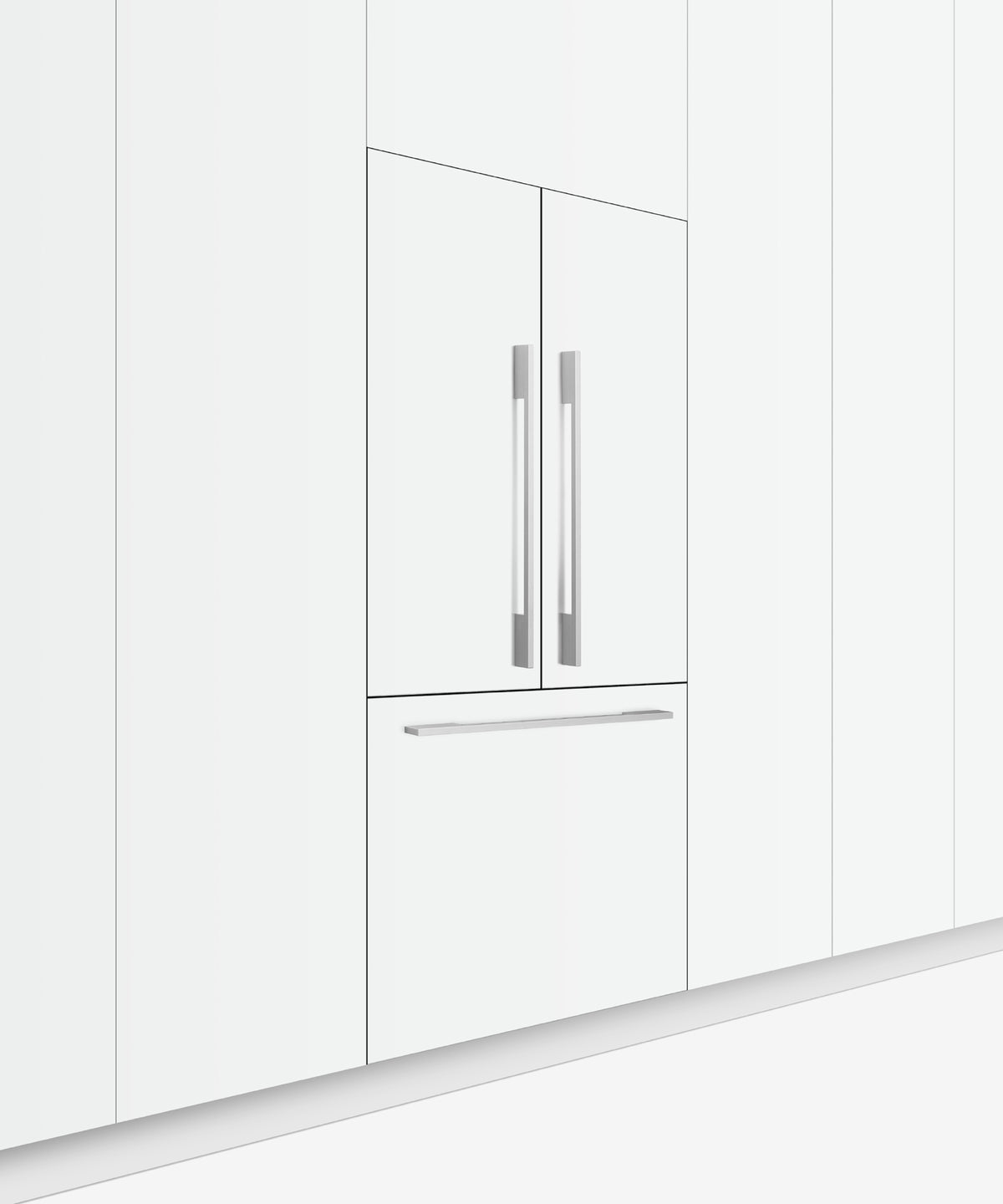 Fisher & Paykel 36 inch Series 7 Integrated French Door Refrigerator Freezer installed in kitchen, additional view