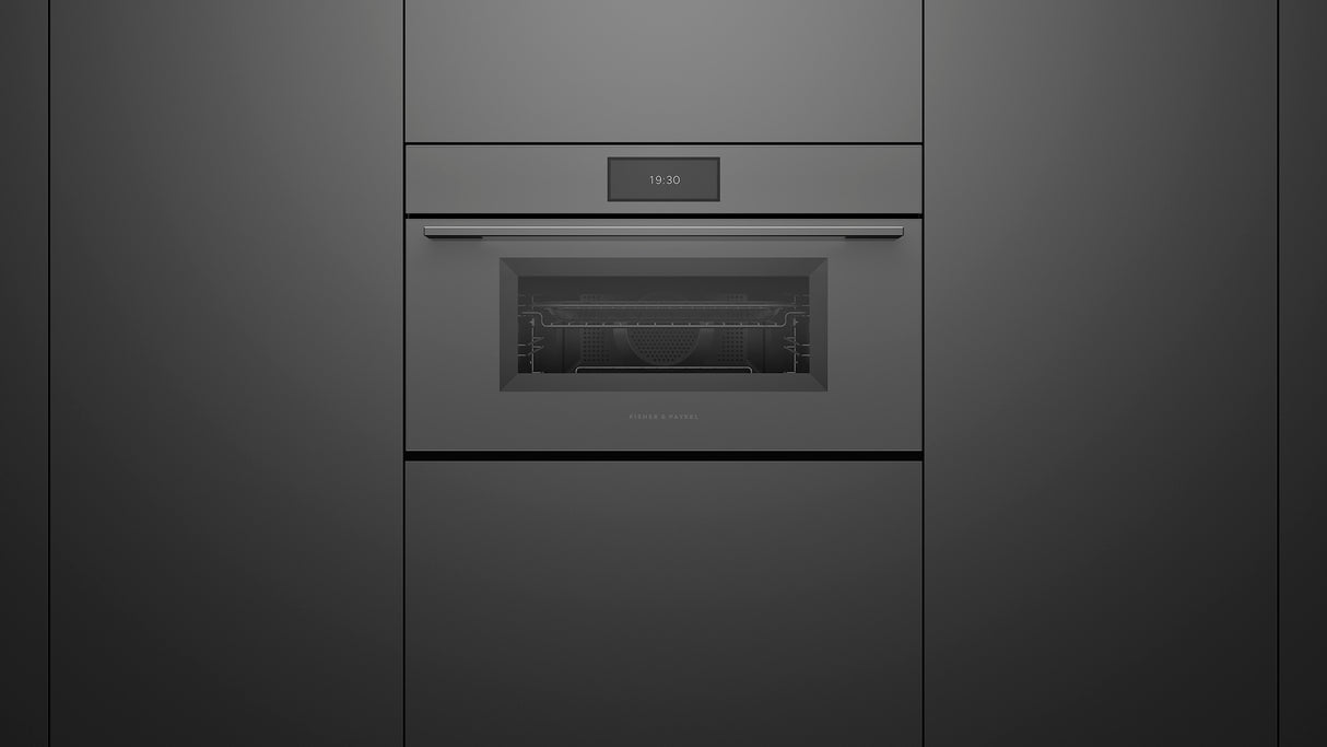 Fisher & Paykel OM30NMUG3 Minimal Compact Convection-Speed Oven installed in modern kitchen