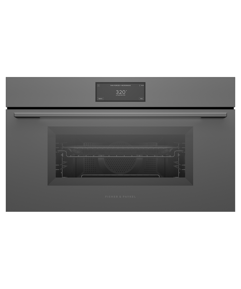 Fisher & Paykel OM30NMUG3 30 inch Minimal Compact Convection-Speed Oven, Grey Glass - front view