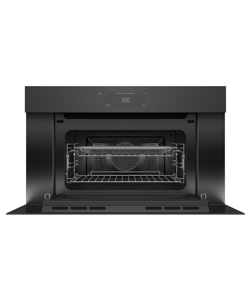 Fisher & Paykel OM30NMUNB3 Convection-Speed Oven Black Glass - Front View Alternate