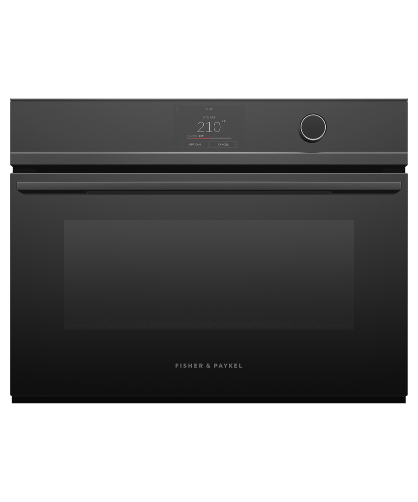 Fisher & Paykel OS24NDTDB1 24-inch Minimal Compact Combi-Steam Oven, Black Glass - Front View