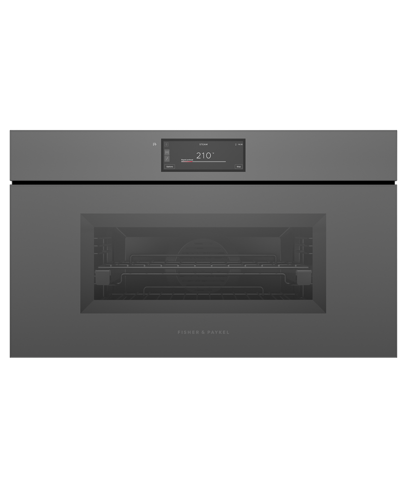Fisher & Paykel OS30NMUNG3 30 inch Minimal Handleless Compact Combi-Steam Oven, Grey Glass - front view