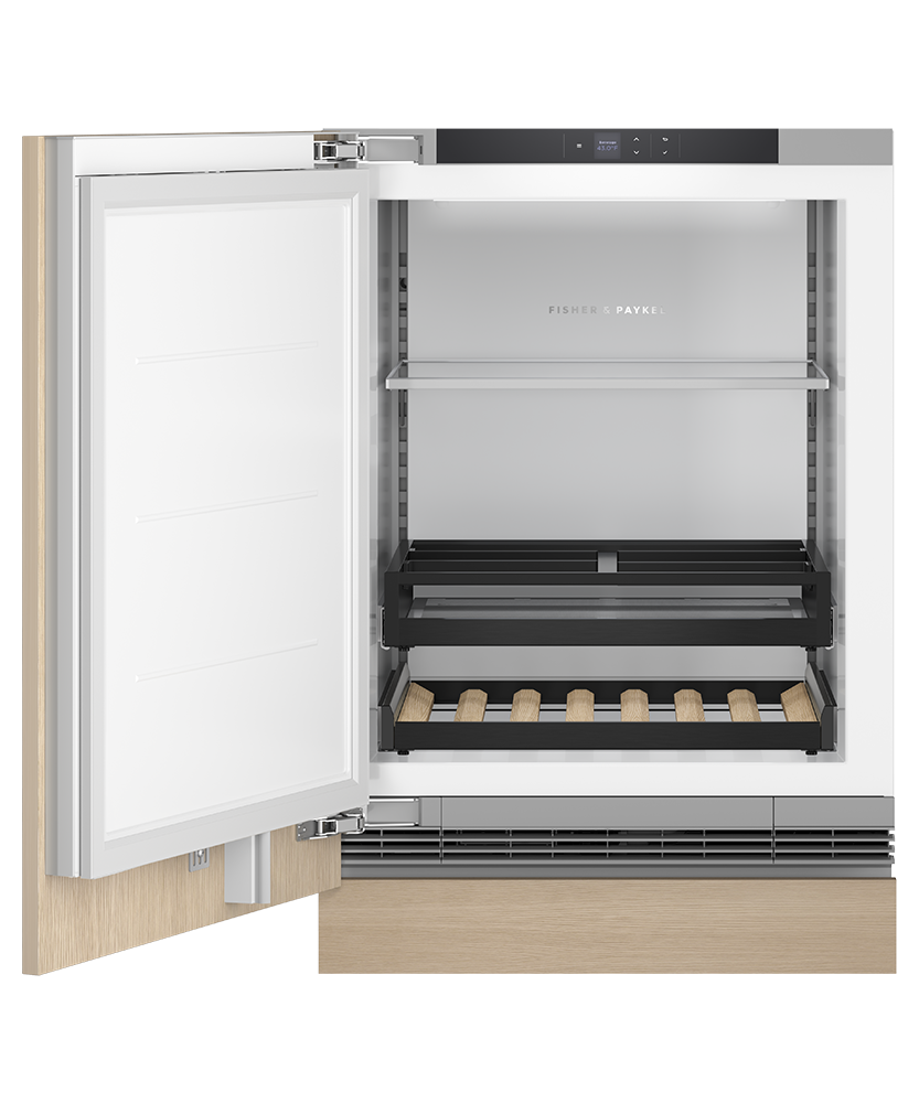 Fisher & Paykel RS2435SBL1 24" Series 9 Integrated Beverage Center, 4.6 cu. ft., Panel Ready Solid Door, Left Hinge (Reversible Door) - Angle View