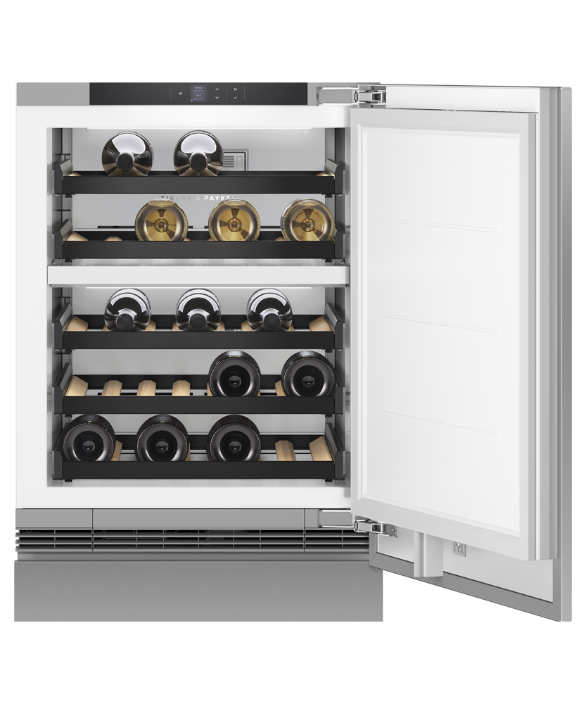 Fisher & Paykel RS2435V2R1 Integrated Wine Cabinet interior shelving view