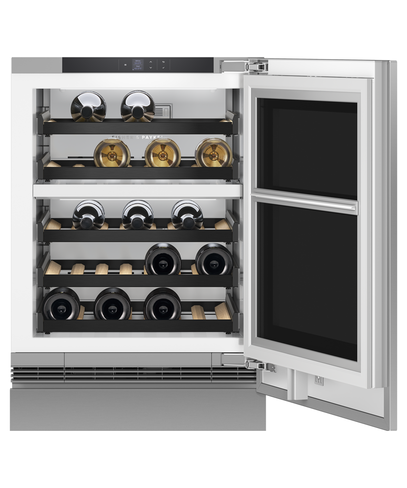 Fisher & Paykel RS2435V2RT1 Integrated Wine Cabinet interior shelving view