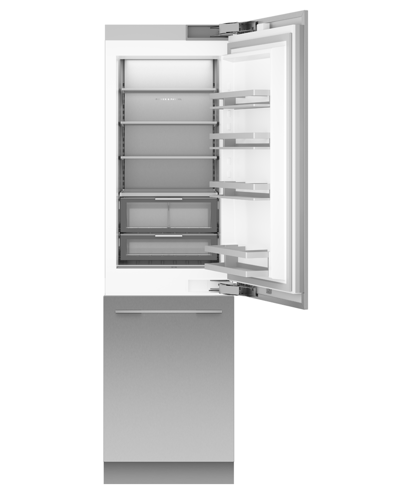 Fisher & Paykel RS2484WRUE1 24" Series 11 Integrated Column Refrigerator Freezer, Ice & Water, Panel Ready, Right Hinge - Angle View