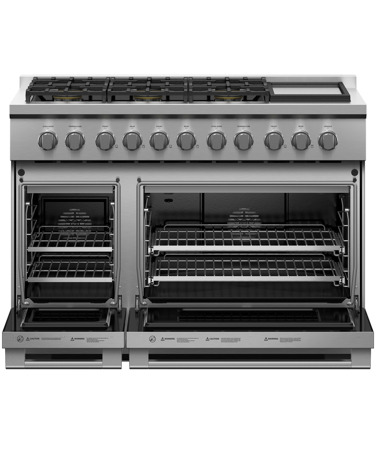 Fisher & Paykel RGV3-486GD-N 48-inch Professional 6 Burner Gas Range with Griddle - Angle View