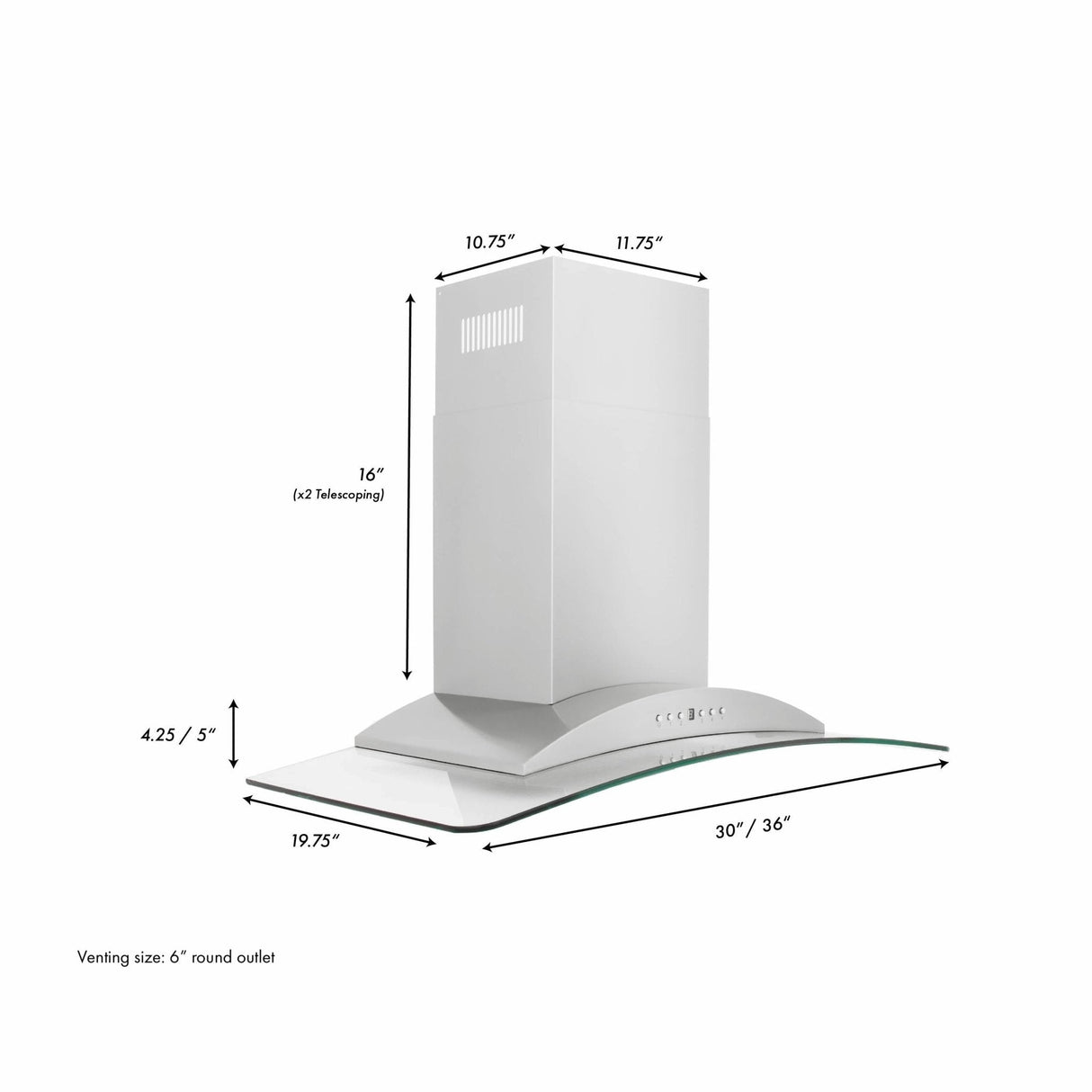 ZLINE Convertible Vent Wall Mount Range Hood in Stainless Steel & Glass (KN) - (KN36)