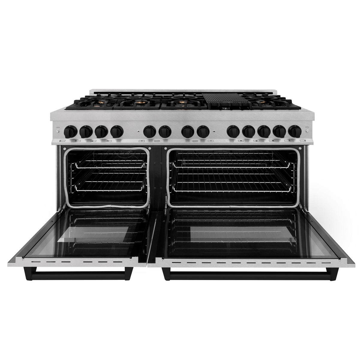 ZLINE Autograph Edition 60 in. 7.4 cu. ft. Dual Fuel Range with Gas Stove and Electric Oven in DuraSnow Stainless Steel with Accents (RASZ-SN-60) - (RASZSN60MB)
