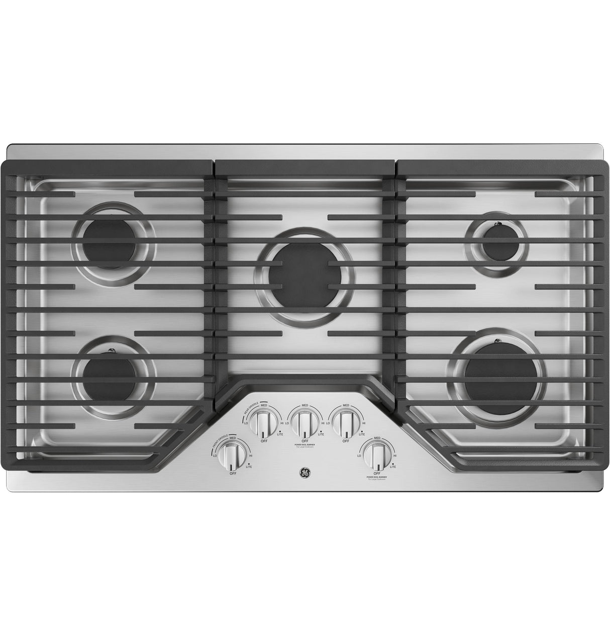 GE JGP5036SLSS - 36 in. 5-Burner Natural Gas Cooktop with Simmer Burner & Power Burner - Stainless Steel