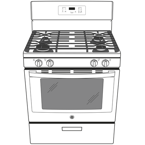 GE JGBS61DPWW - 30 in. 4.8 cu. ft. Gas Range with 4 Sealed Burners - White