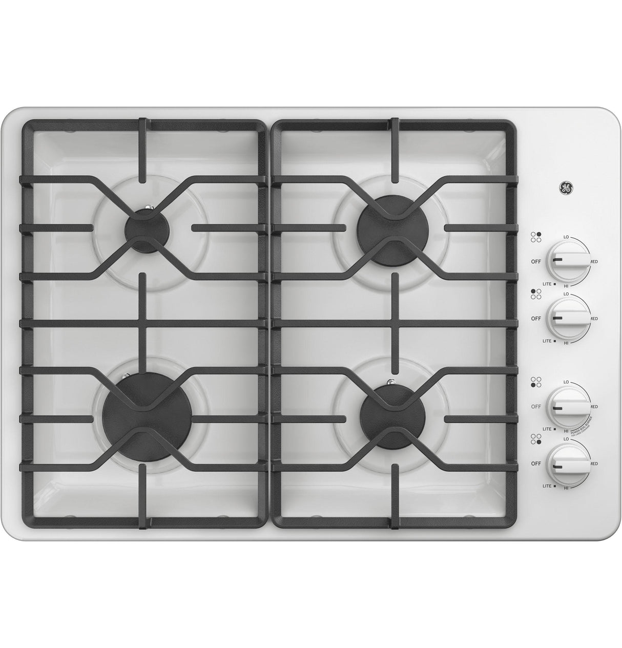 GE JGP3030DLWW - 30 in. 4-Burner Natural Gas Cooktop with Simmer Burner & Power Burner - White