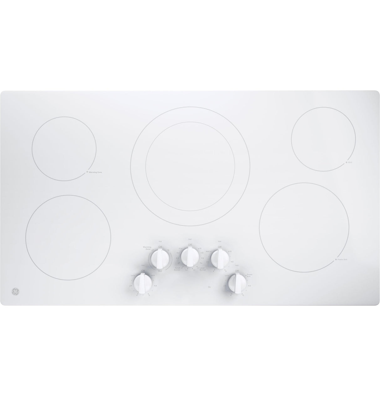 GE JP3036TLWW - 36 in. 5-Burner Electric Cooktop with Simmer Burner & Power Burner - White