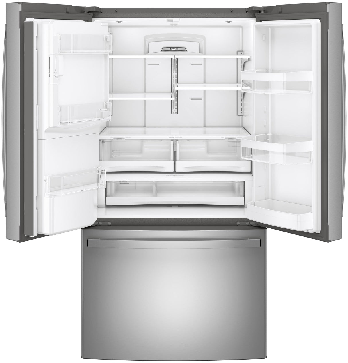 GE GFE28GYNFS - 36 in. 27.7 cu. ft. French Door Refrigerator with Ice & Water Dispenser - Fingerprint Resistant Stainless