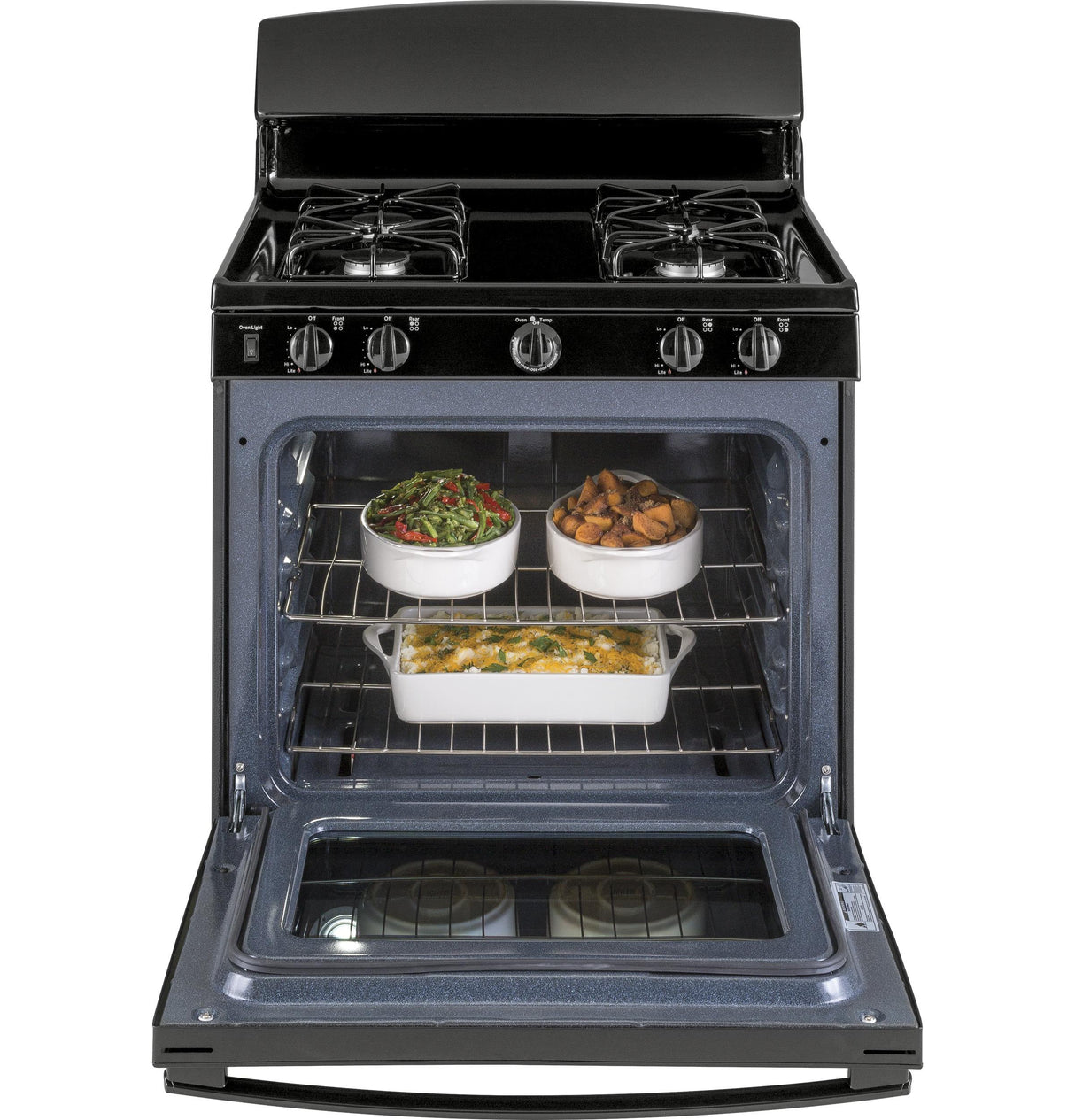GE JGBS30DEKBB - 30 in. 4.8 cu. ft. Gas Range with 4 Sealed Burners - Black