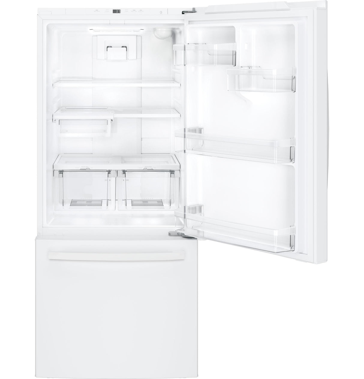 GE GDE21EGKWW - 30 in. 21 cu. ft. Bottom Freezer Refrigerator with Ice Maker - White