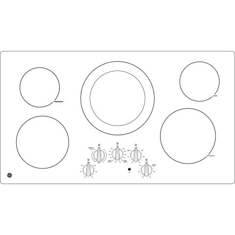 GE JP3036TLWW - 36 in. 5-Burner Electric Cooktop with Simmer Burner & Power Burner - White