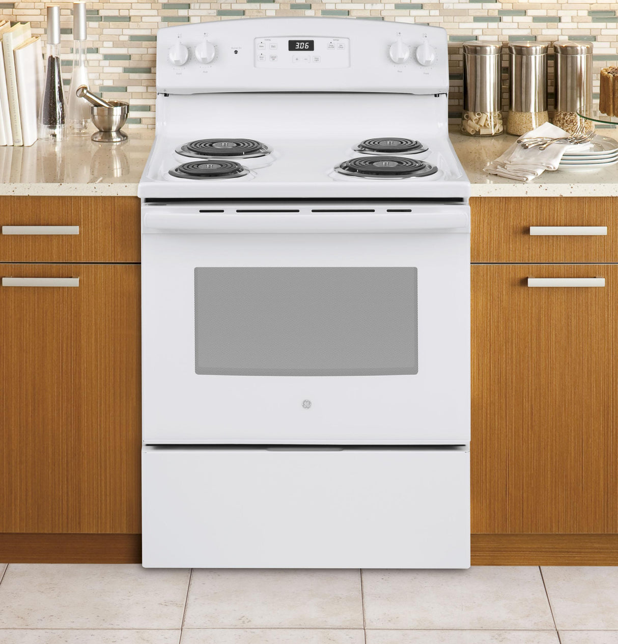 GE JBS360DMWW - 30 in. 5 cu. ft. Electric Range with Coil Burners - White