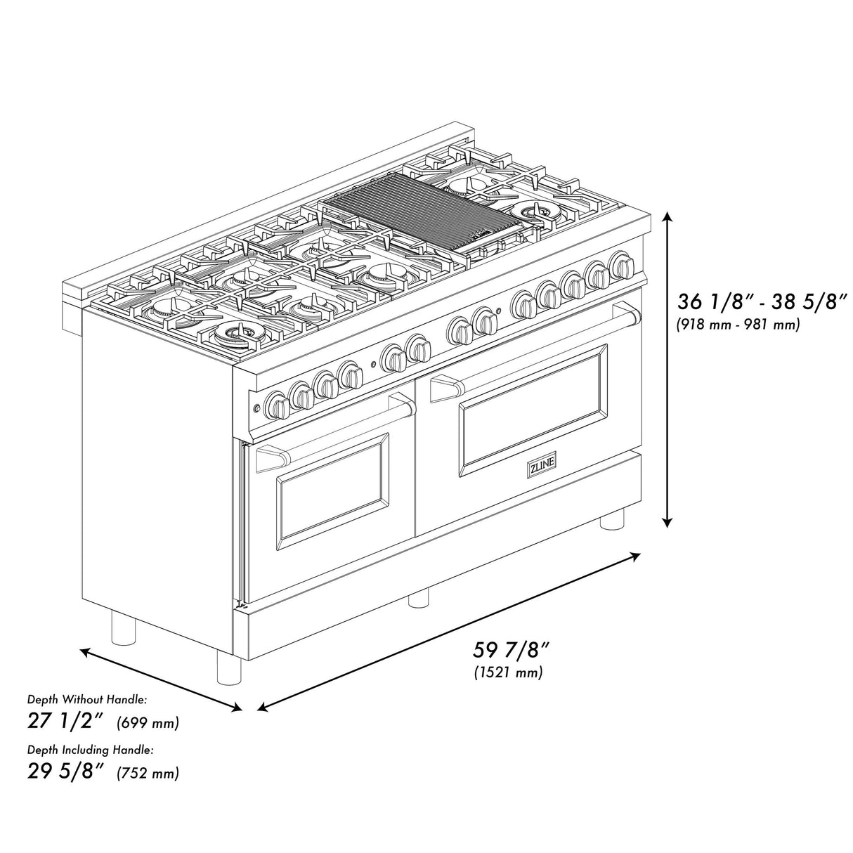 ZLINE RAS-WM-60 Dual Fuel Range in DuraSnow Stainless Steel - image 26