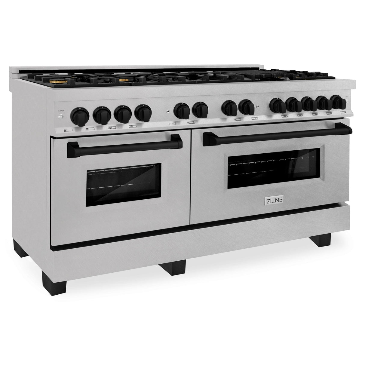 ZLINE Autograph Edition 60 in. 7.4 cu. ft. Dual Fuel Range with Gas Stove and Electric Oven in DuraSnow Stainless Steel with Accents (RASZ-SN-60) - (RASZSN60MB)
