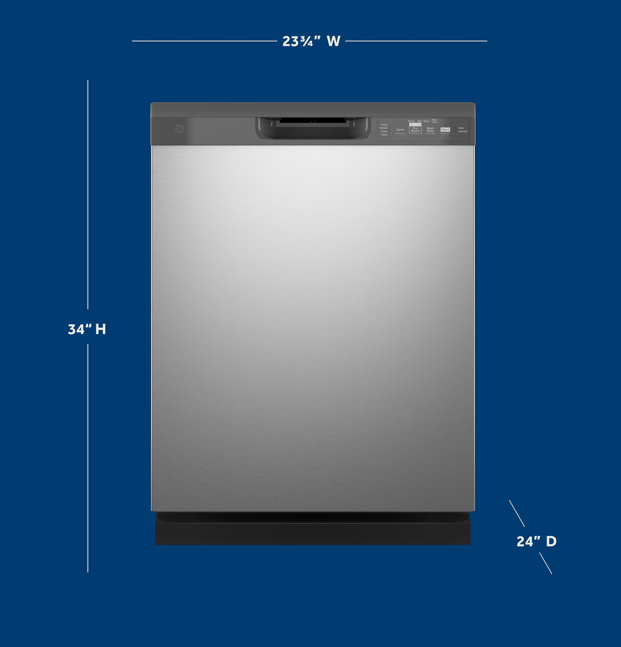 GE GDF535PSRSS - 24 in. Front Control Flush-Mount Dishwasher with 55 dBa Sound Level, Dry Boost & Pocket Handle - Stainless Steel
