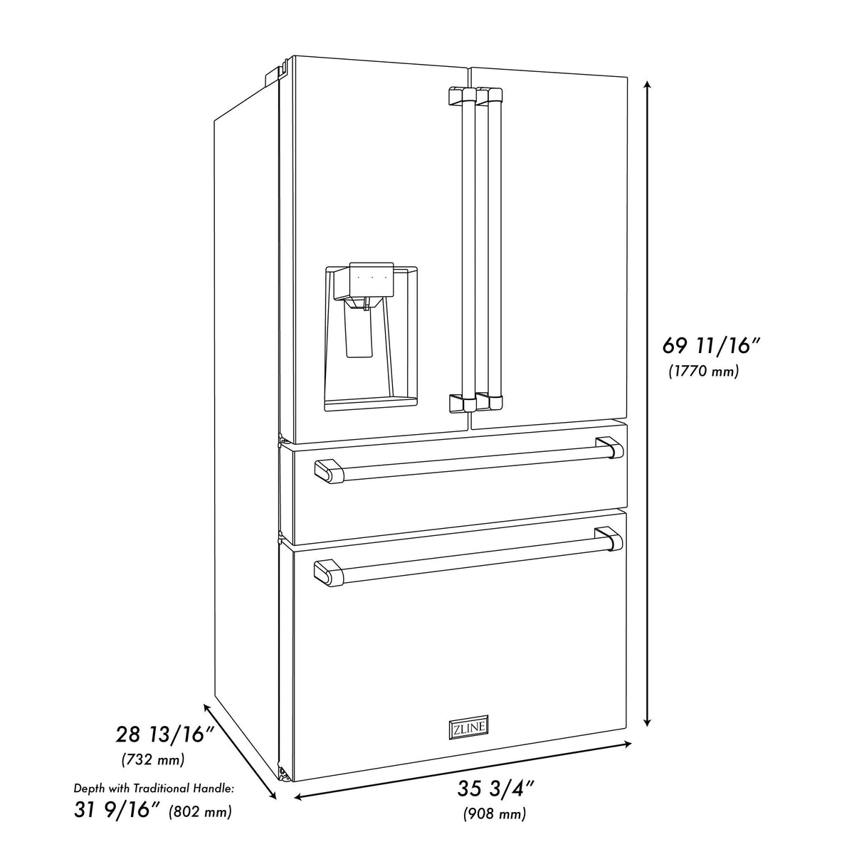ZLINE RFMZ-W-36-BS-CB French Door Refrigerator in Stainless Steel - image 14