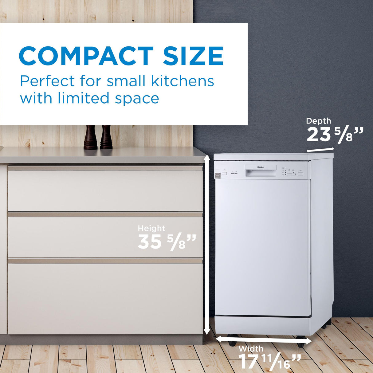 Danby 18" Wide Portable Dishwasher in White - (DDW1805EWP)