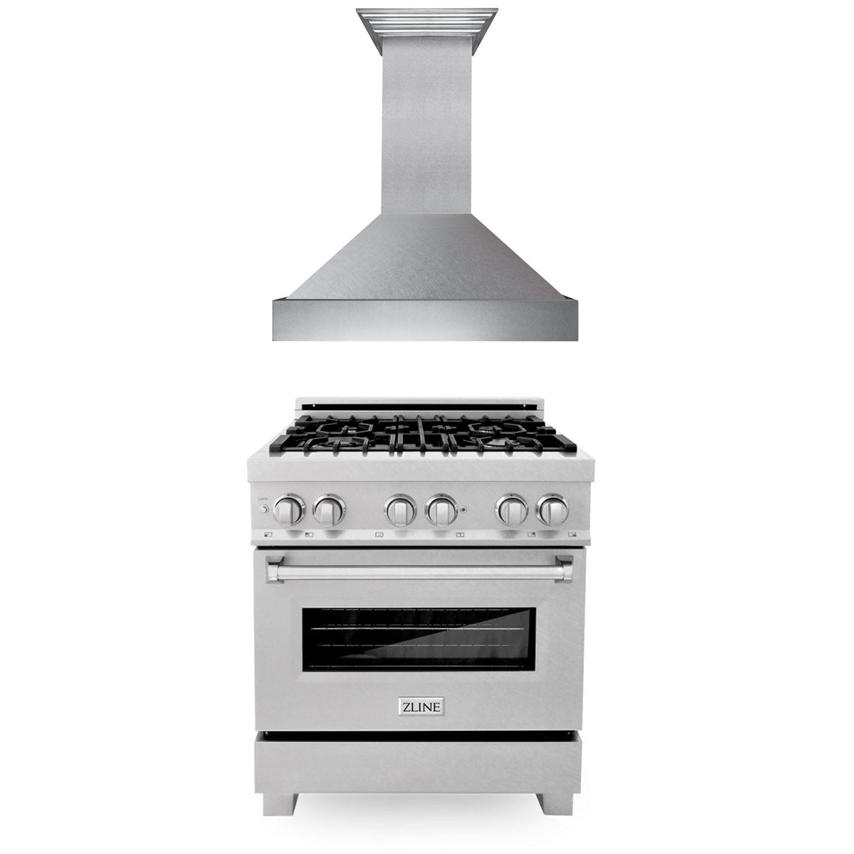 ZLINE 30 in. Kitchen Package with DuraSnow Stainless Steel Dual Fuel Range and Convertible Vent Range Hood (2KP-RASSNRH30) - (2KPRASSNRH30)