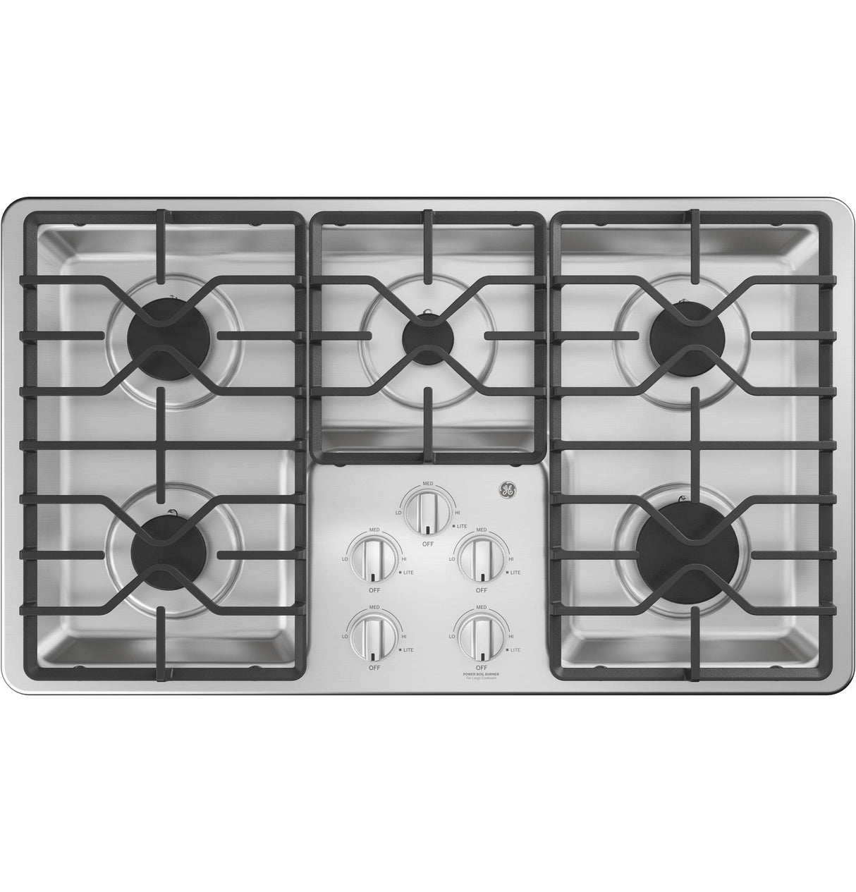 GE JGP3036SLSS - 36 in. 5-Burner Natural Gas Cooktop with Simmer Burner & Power Burner - Stainless Steel