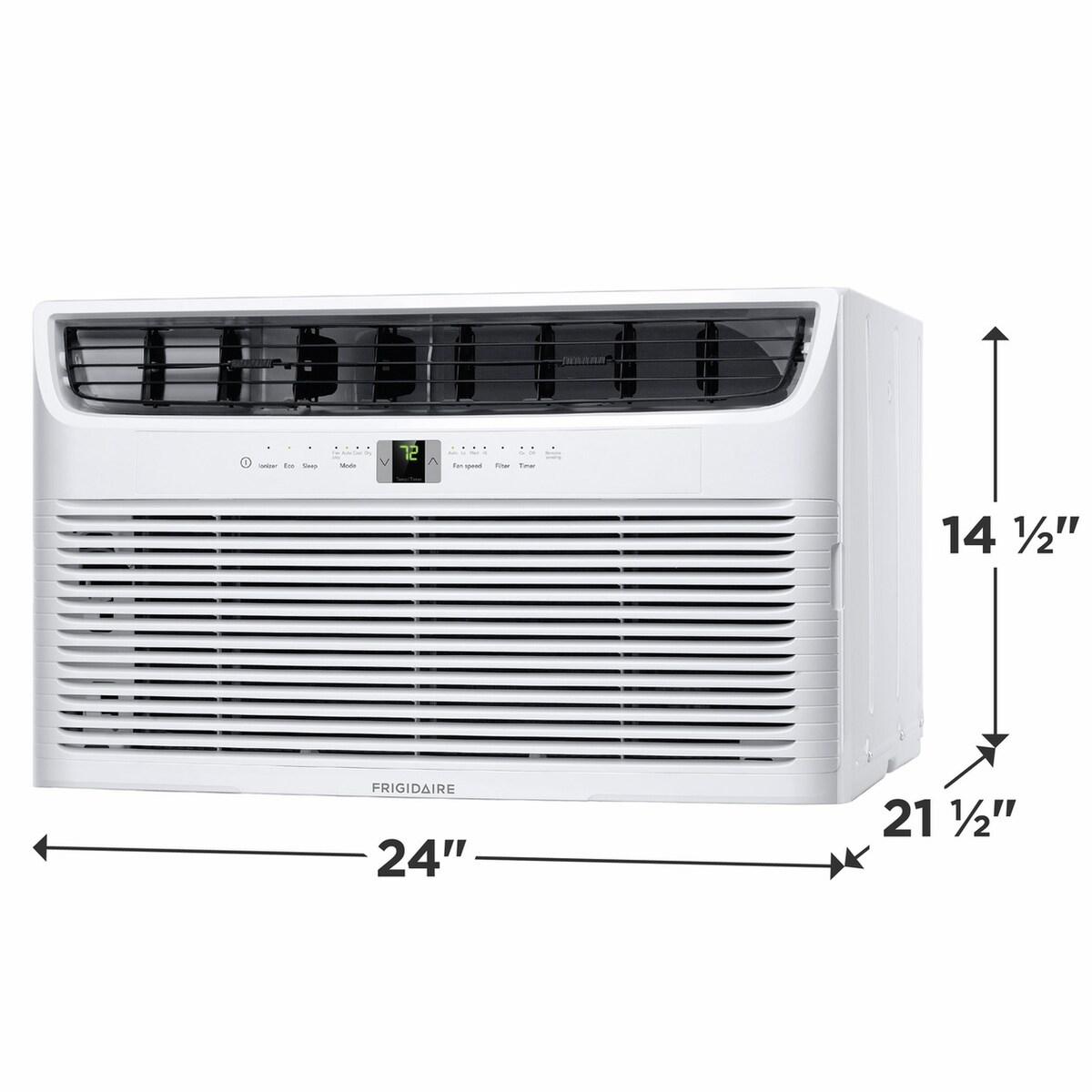Frigidaire FHTC123WA1 built-in room air conditioner right side view eith product dimensions