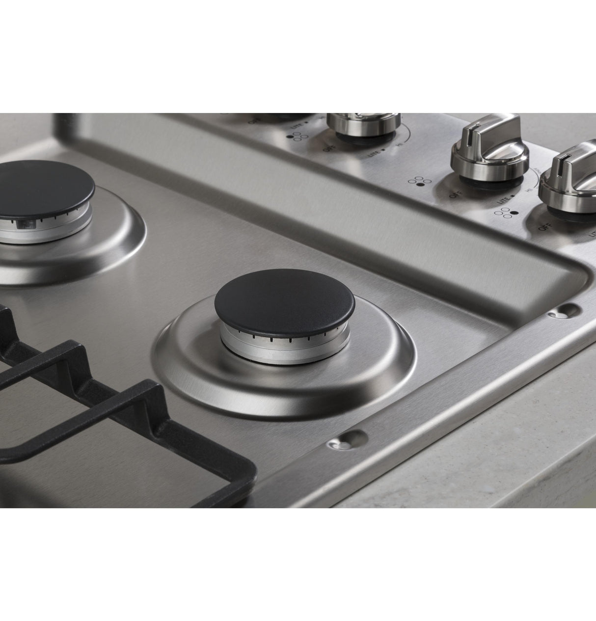 GE JGP3030SLSS - 30 in. 4-Burner Natural Gas Cooktop with Simmer Burner & Power Burner - Stainless Steel