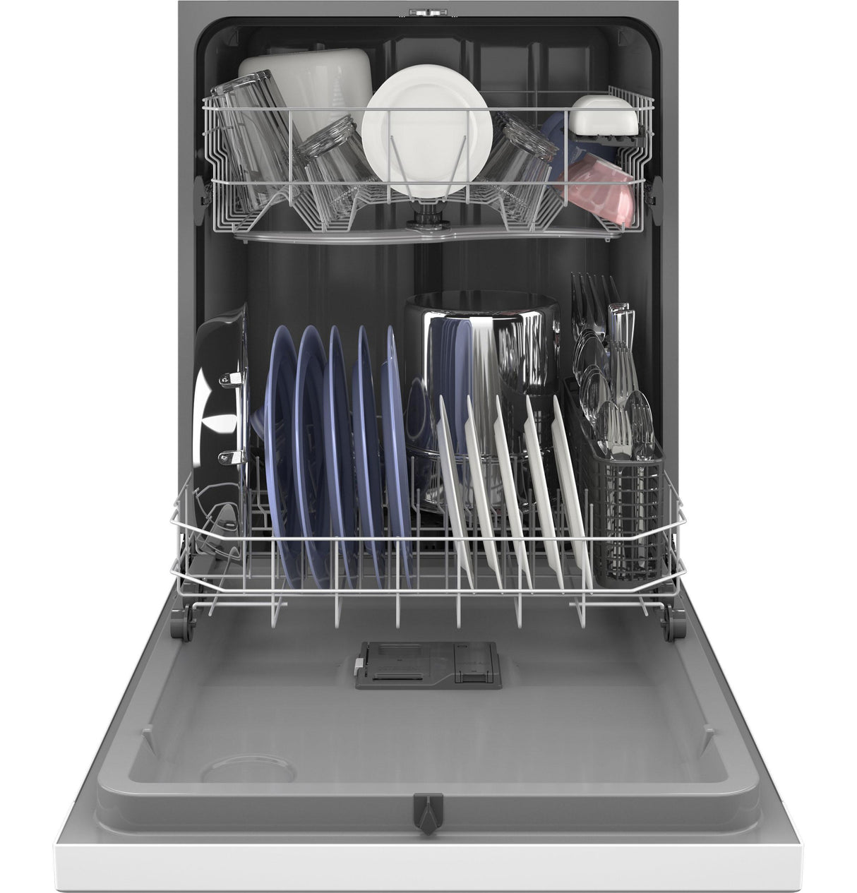 GE GDF535PGRWW - 24 in. Front Control Flush-Mount Dishwasher with 55 dBa Sound Level, Dry Boost & Pocket Handle - White