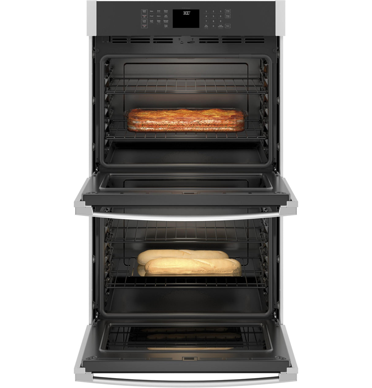 GE JTD3000SNSS - 30 in. 10 ft. Smart Built-In Self-Clean Double Wall Oven with Never-Scrub Racks - Stainless Steel