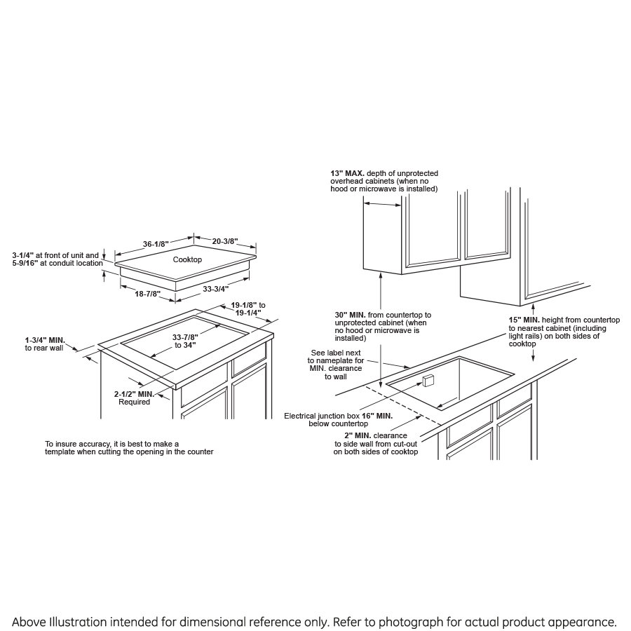 GE JP3036SLSS - 36 in. 5-Burner Electric Cooktop with Simmer Burner & Power Burner - Stainless Steel
