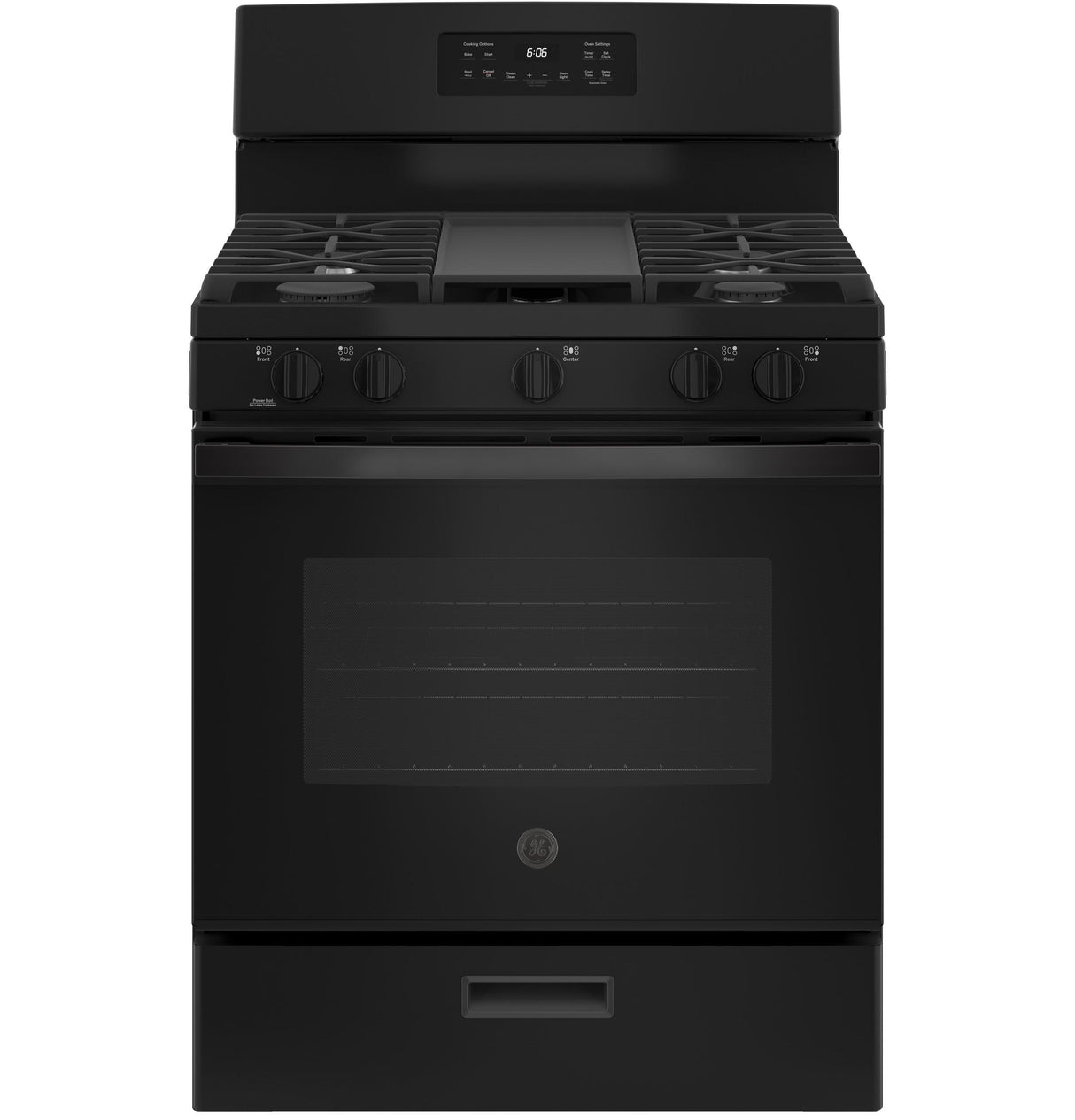 GE JGBS66DEKBB - 30 in. 5 cu. ft. Gas Range with 5 Sealed Burners & Griddle - Black