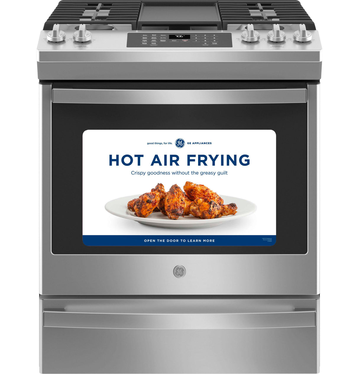 GE(R) 30" Slide-In Front-Control Convection Gas Range with No Preheat Air Fry - (JGS760SPSS)