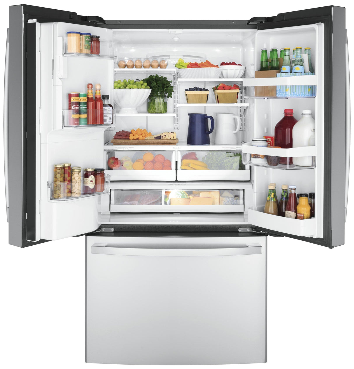 GE GYE22GYNFS - 36 in. 22.1 cu. ft. Counter Depth French Door Refrigerator with Ice & Water Dispenser - Fingerprint Resistant Stainless