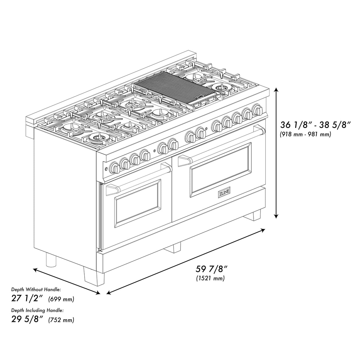 ZLINE RAZ-WM-60-G Dual Fuel Range in Stainless Steel - image 7