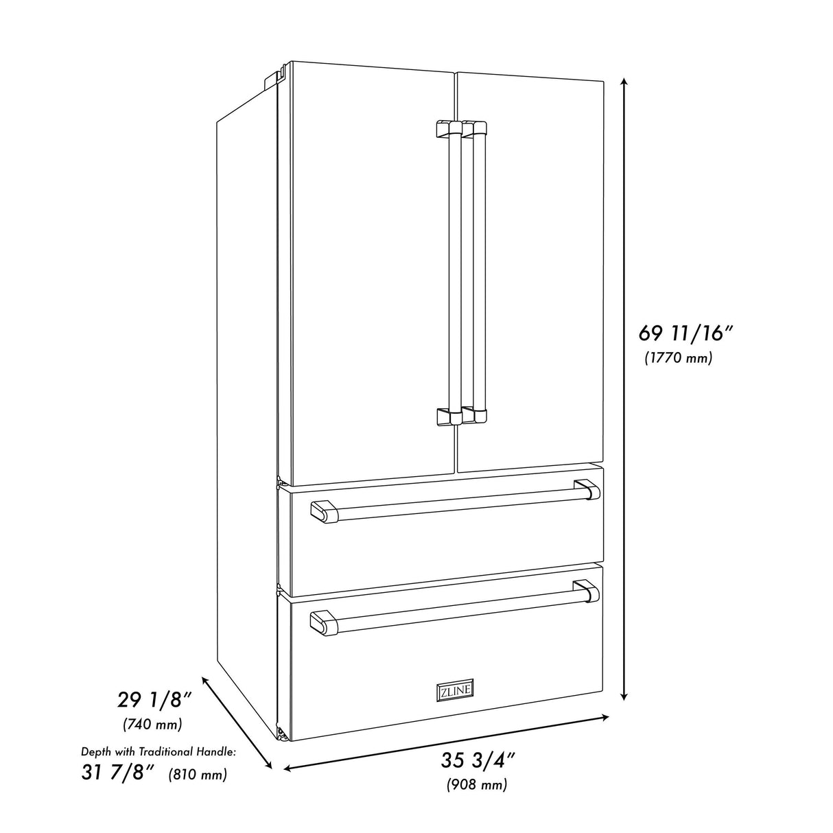 ZLINE RFMZ-36-BS-CB French Door Refrigerator in Stainless Steel - image 13
