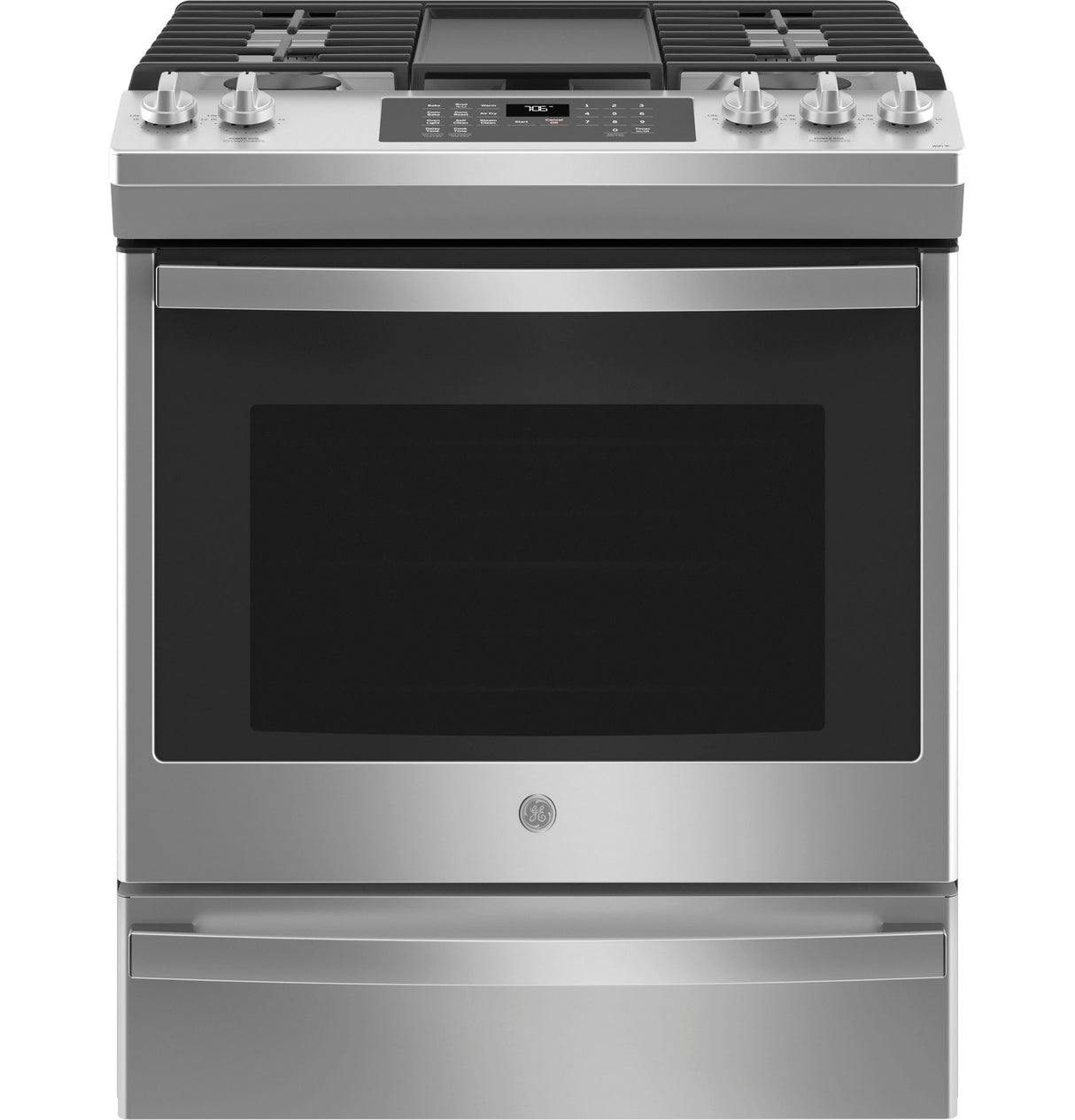 GE(R) 30" Slide-In Front-Control Convection Gas Range with No Preheat Air Fry - (JGS760SPSS)