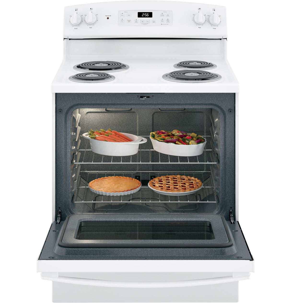 GE JB256DMWW - 30" 5 cu. ft. Free-Standing Self-Clean Electric Range with Coil Burners - White