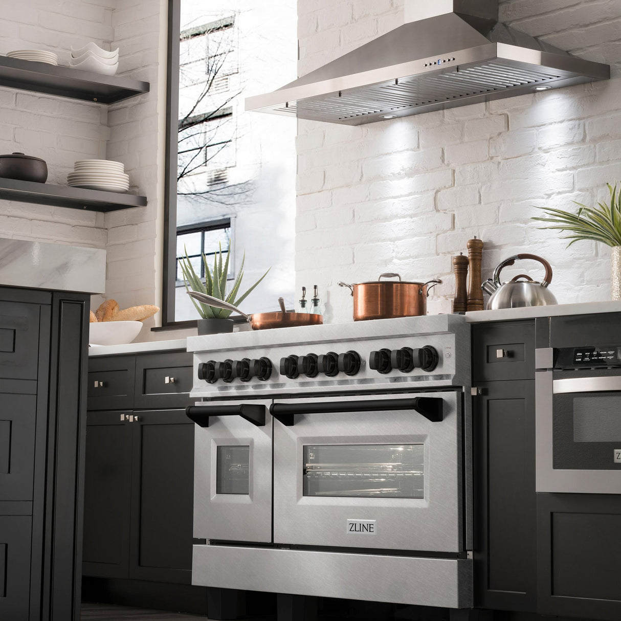 ZLINE RASZ-SN-48-MB Dual Fuel Range in DuraSnow Stainless Steel - image 2