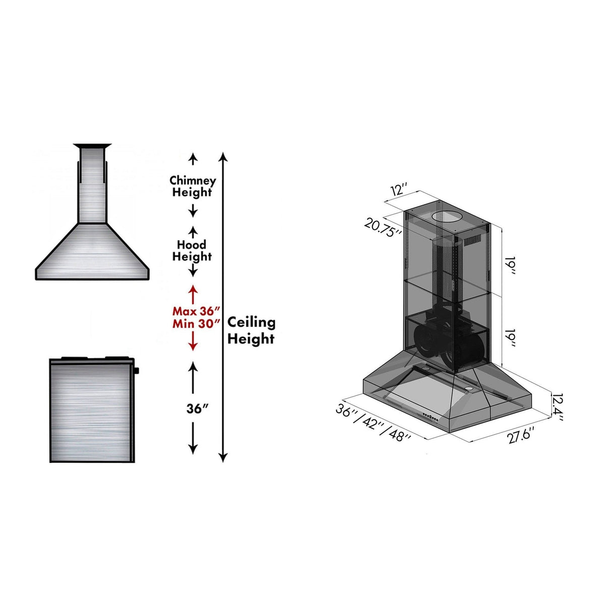 ZLINE Outdoor Approved Island Mount Range Hood in Stainless Steel (697i-304) - (697I30436)