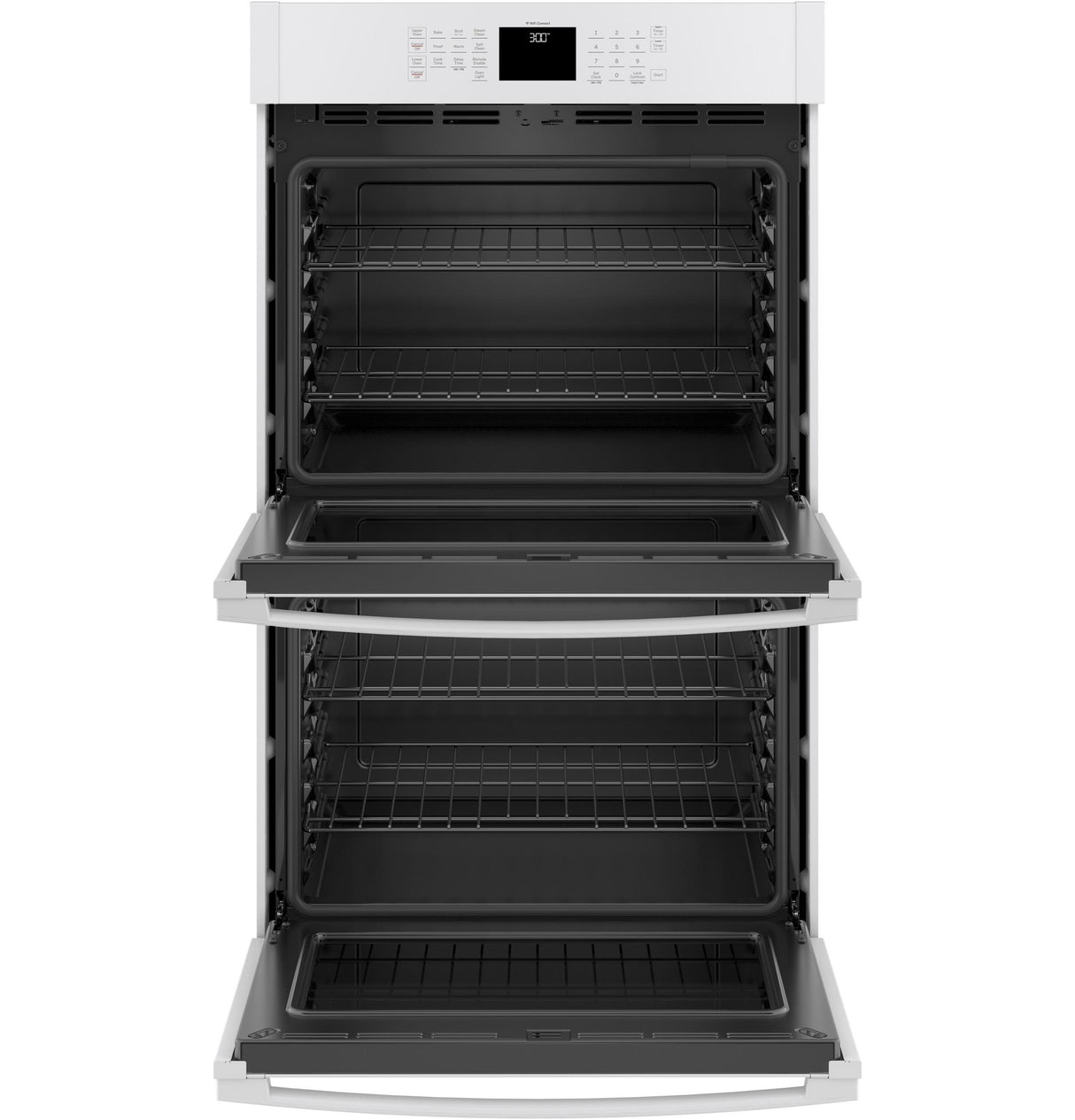 GEJTD3000DNWW - 30" Smart Built-In Self-Clean Double Wall Oven with Never-Scrub Racks - White