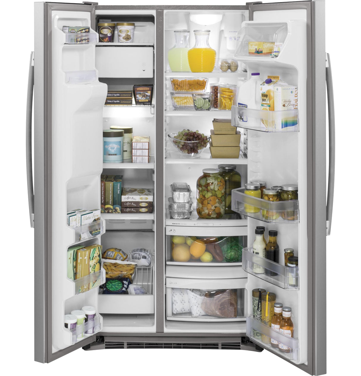 GE GZS22DSJSS - 36 in. 21.9 cu. ft. Counter Depth Side by Side Refrigerator with Ice & Water Dispenser - Stainless Steel