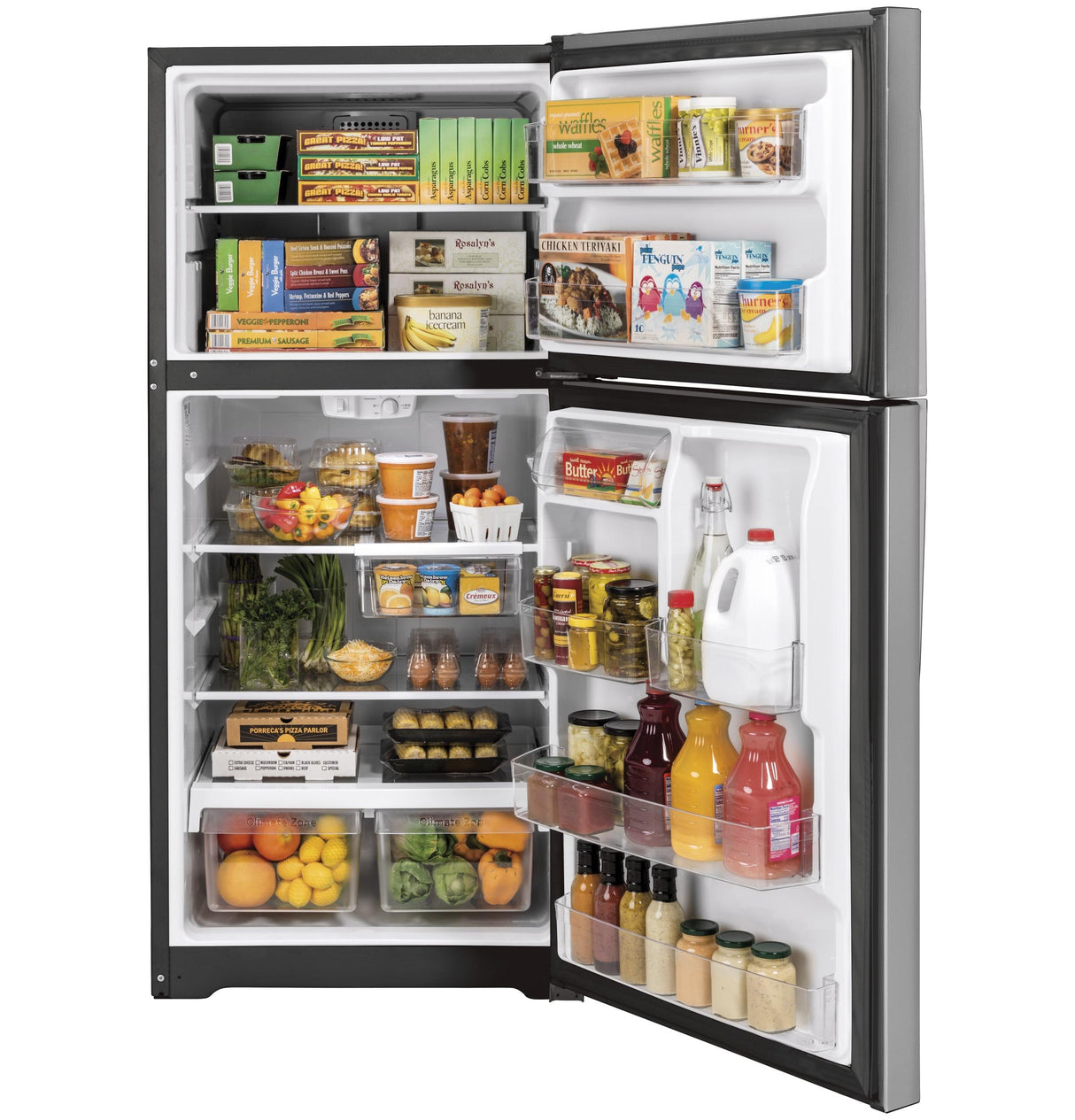 GE GTS22KYNRFS - 33 in. 21.9 cu. ft. Garage Ready Top Freezer Refrigerator - Fingerprint Resistant Stainless