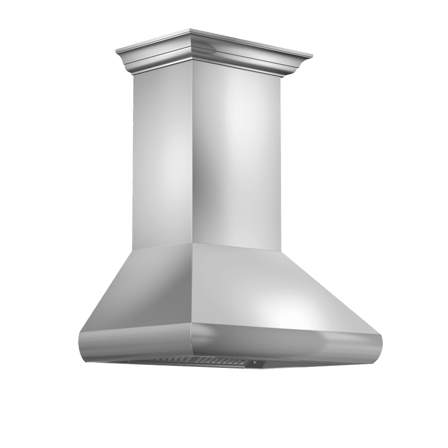 ZLINE Professional Convertible Vent Wall Mount Range Hood in Stainless Steel with Crown Molding (587CRN) - (587CRN30)
