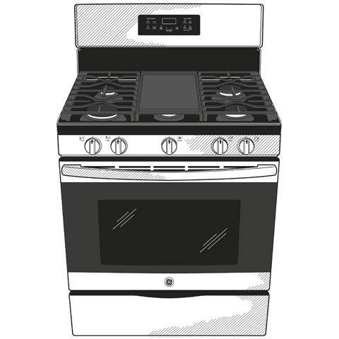 GE JGBS66REKSS - 30 in. 5 cu. ft. Gas Range with 5 Sealed Burners & Griddle - Stainless Steel