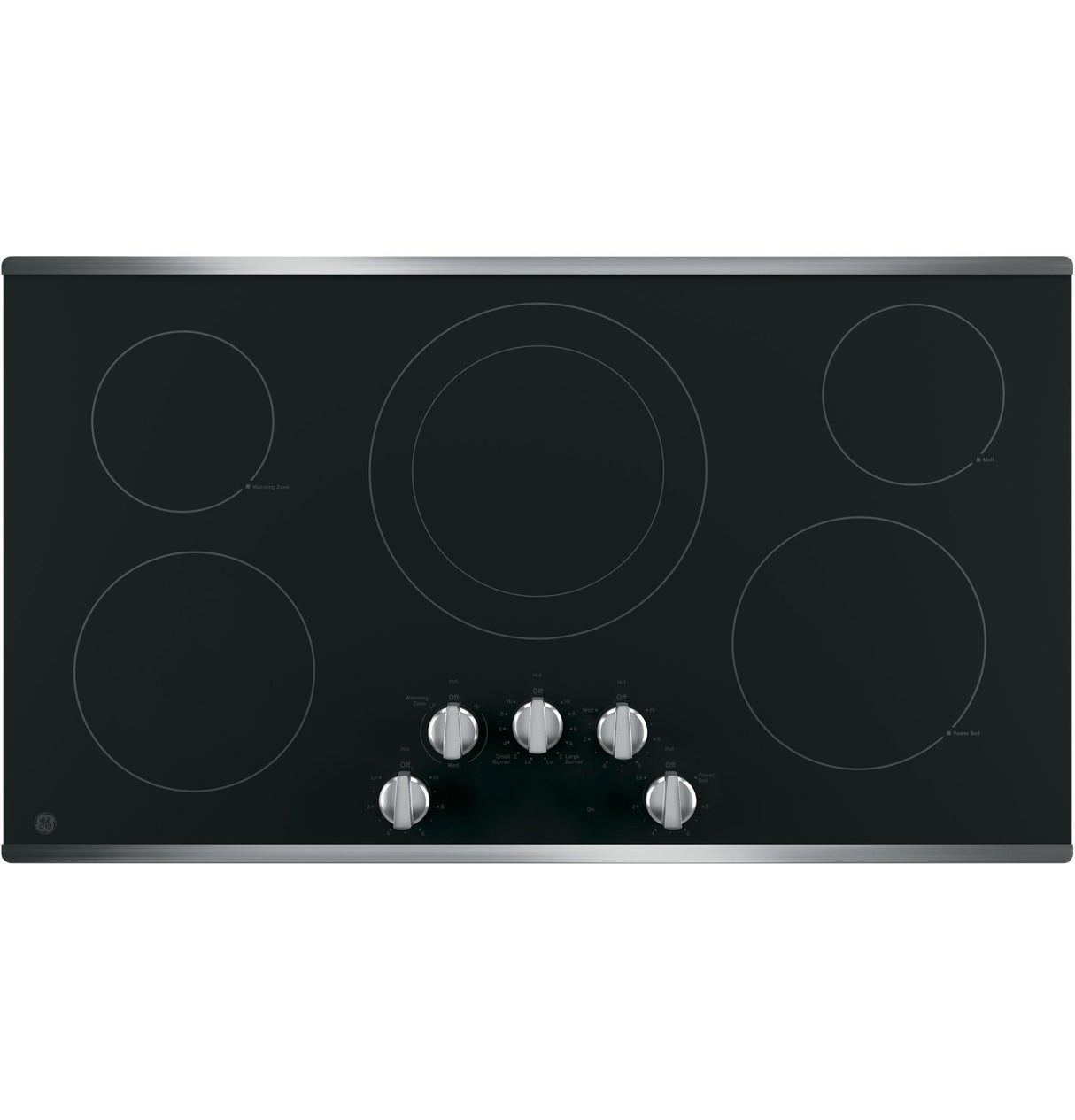 GE JP3036SLSS - 36 in. 5-Burner Electric Cooktop with Simmer Burner & Power Burner - Stainless Steel